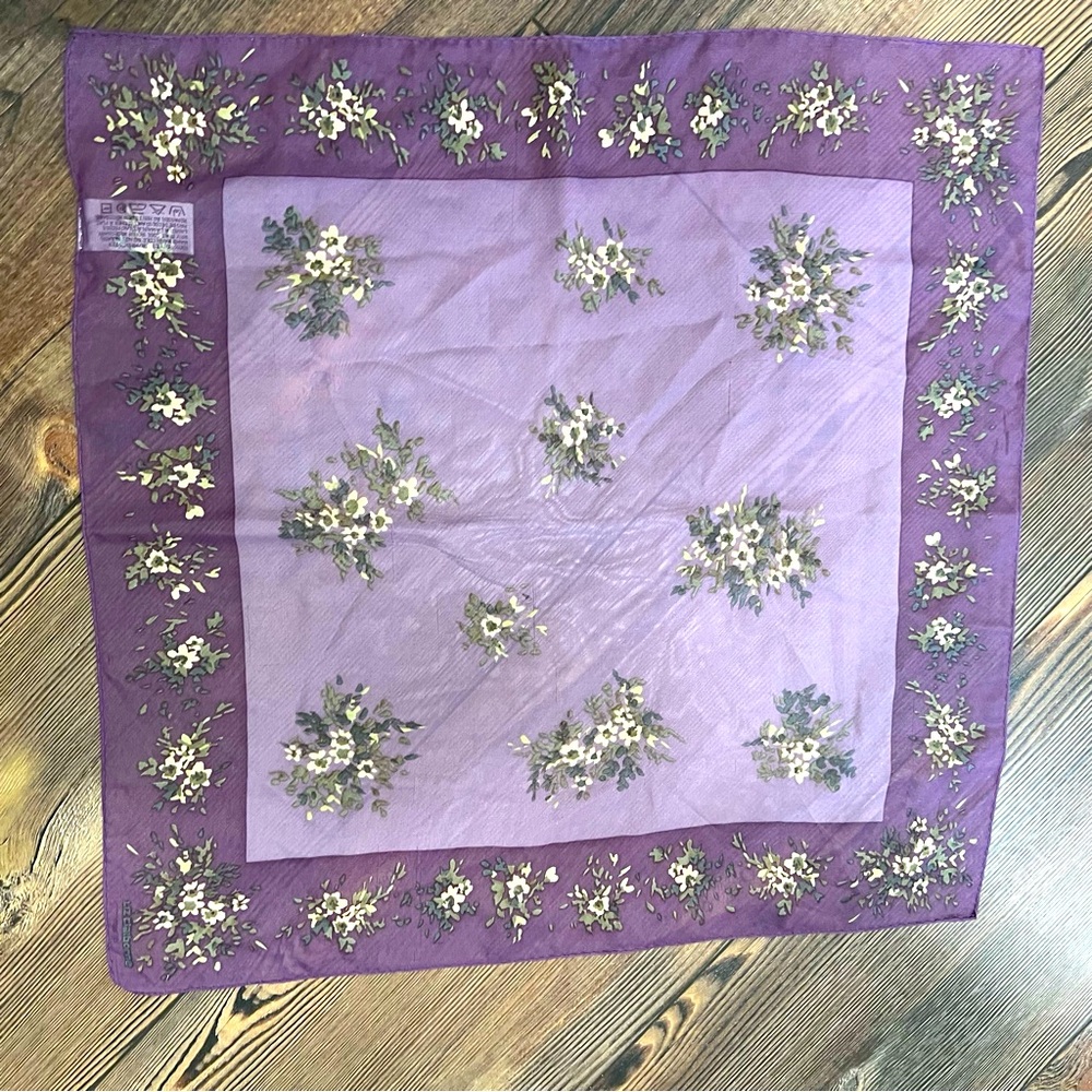 Vintage Purple Floral Scarf Square neck head purse
